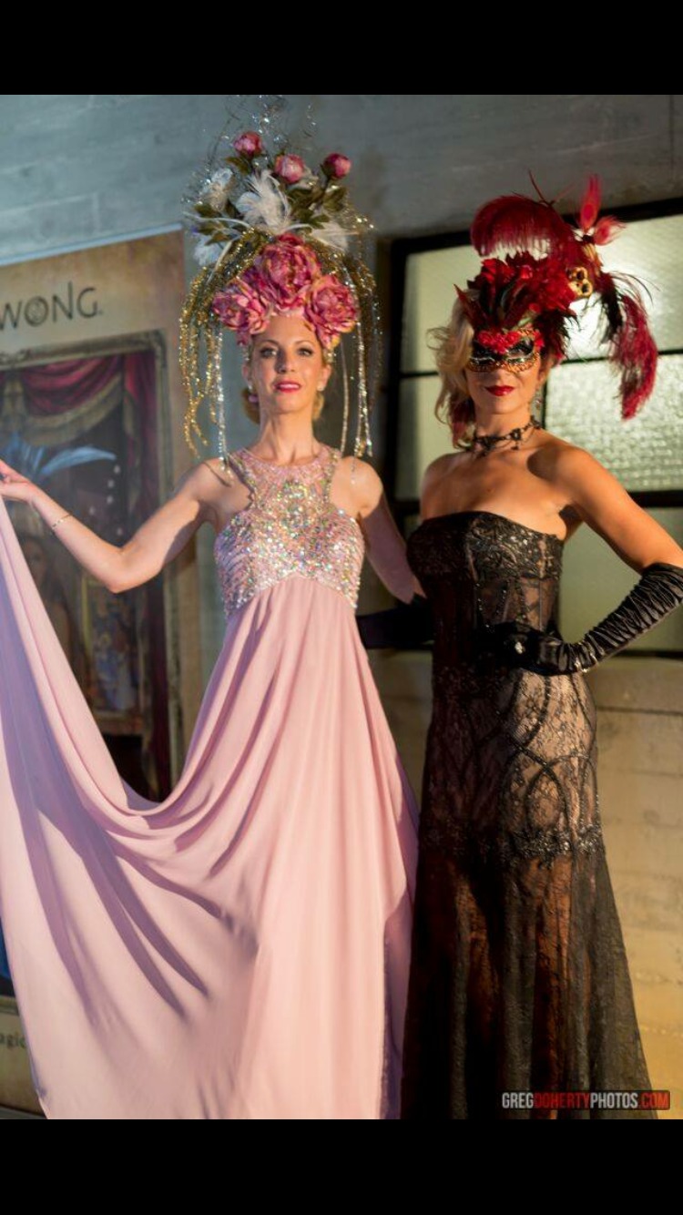Avant Guarde Magazine Halloween party featuring Betty Long headpieces and Sue Wong dresses. www.whatabetty.com