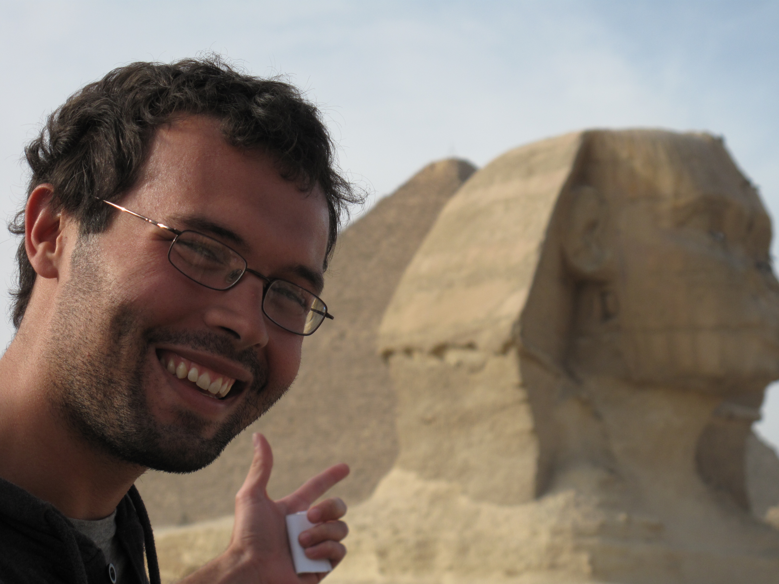 This is a picture of me in front of the Sphinx.