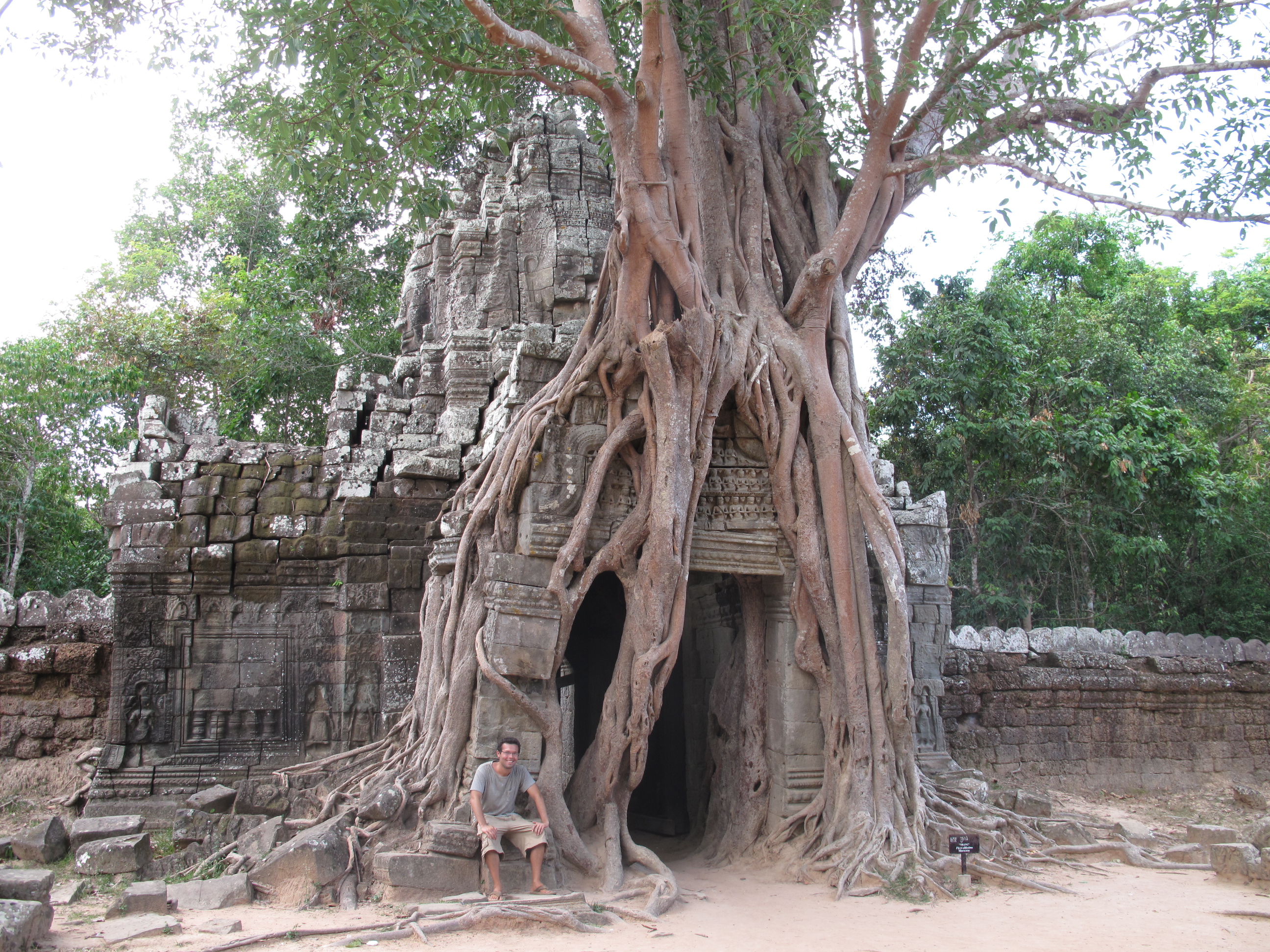This is a picture of me in a temple complex in Cambodia.