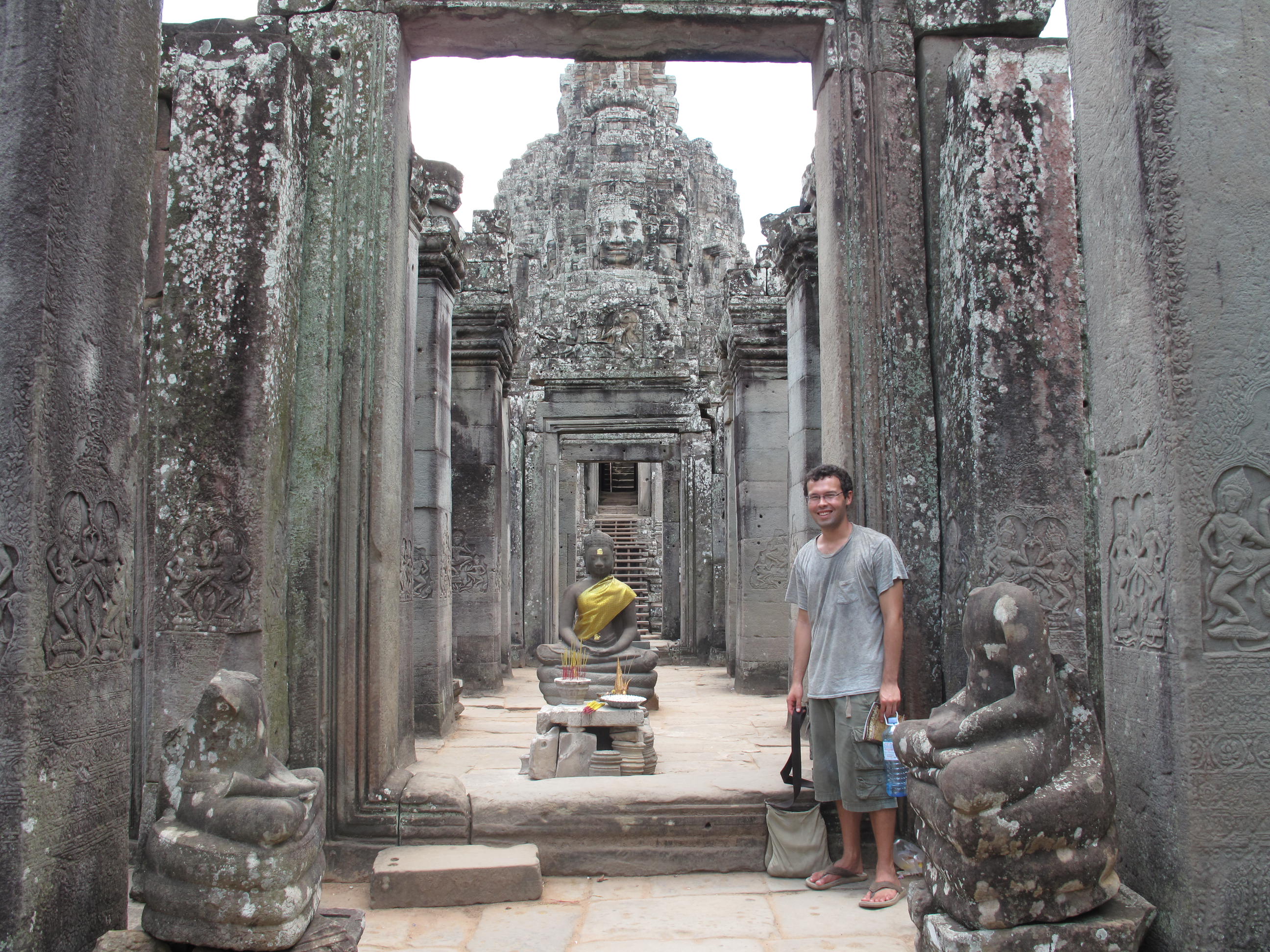 This is a picture of me inside a temple in Cambodia.