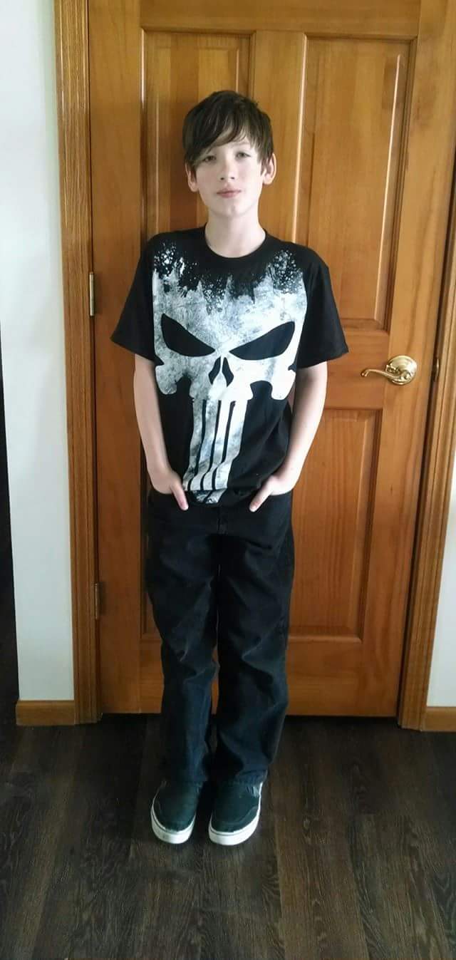 Full body shot wearing his Punisher T-shirt for our friend Mike Zeck!