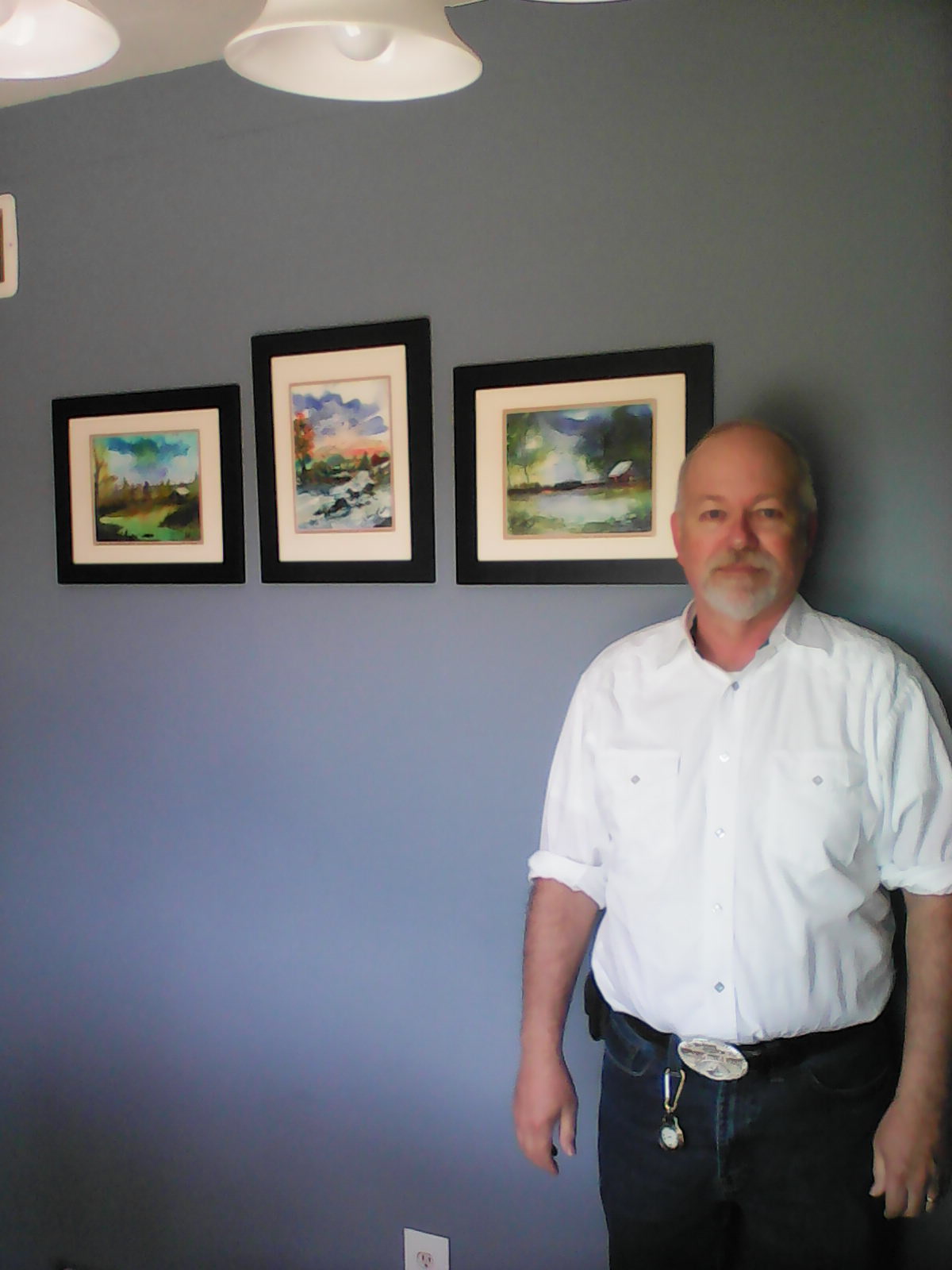 Me with 3 of James Best, Water Colors, Paintings.