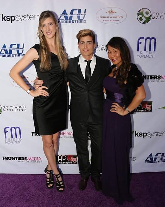 Audrey Hendricks, Ryan Boone, and Jeanie at the 2nd Annual Stardust Soiree Purple Carpet Event in Beverly Hills California