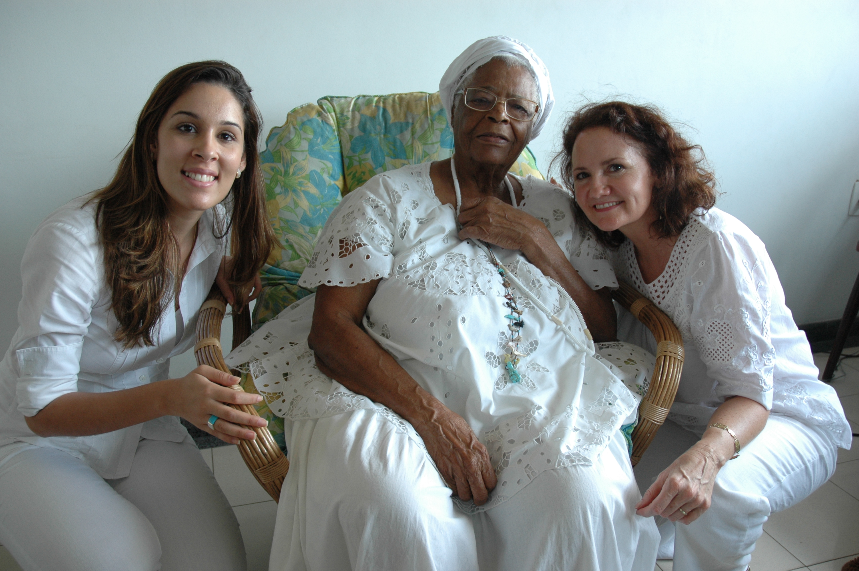 On location in Salvador, Bahia, Brazil with Mãe Stella de Oxóssi (center) and Sophia O'Sullivan