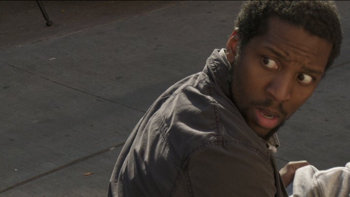 Aaron D. Alexander watching his back on the set of Post-Racial (short).