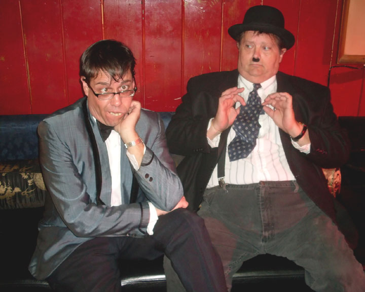 As Oliver Hardy with David Wolf's Jerry Lewis