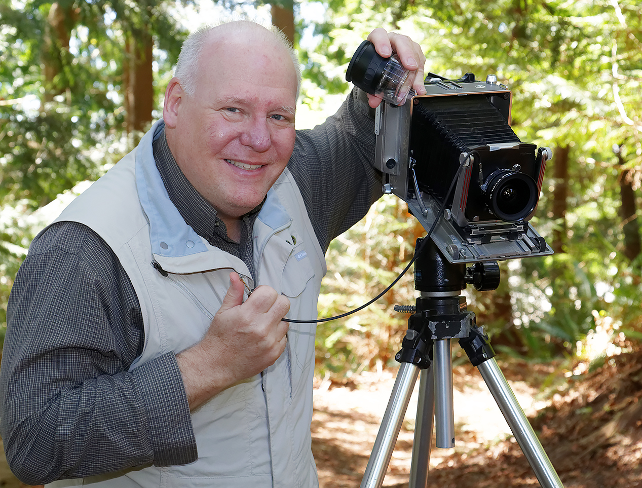 Paul and his Linhof Technika IV field camera are 1957 vintage.