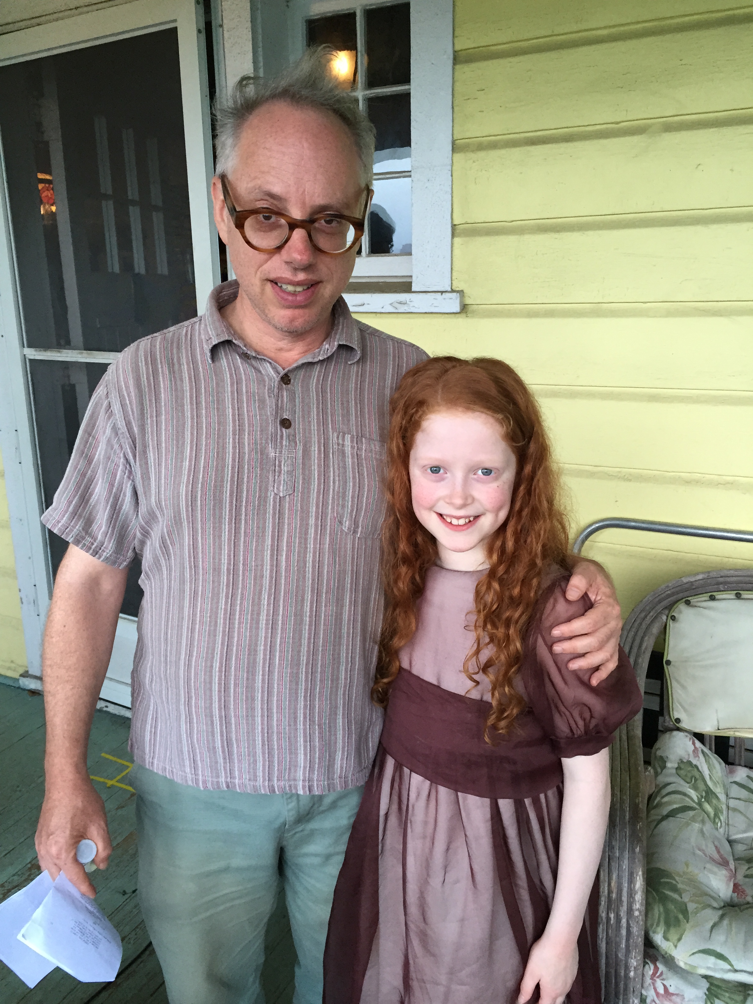 Melo Ludwig and director, Todd Solondz, on set for Wiener-Dog