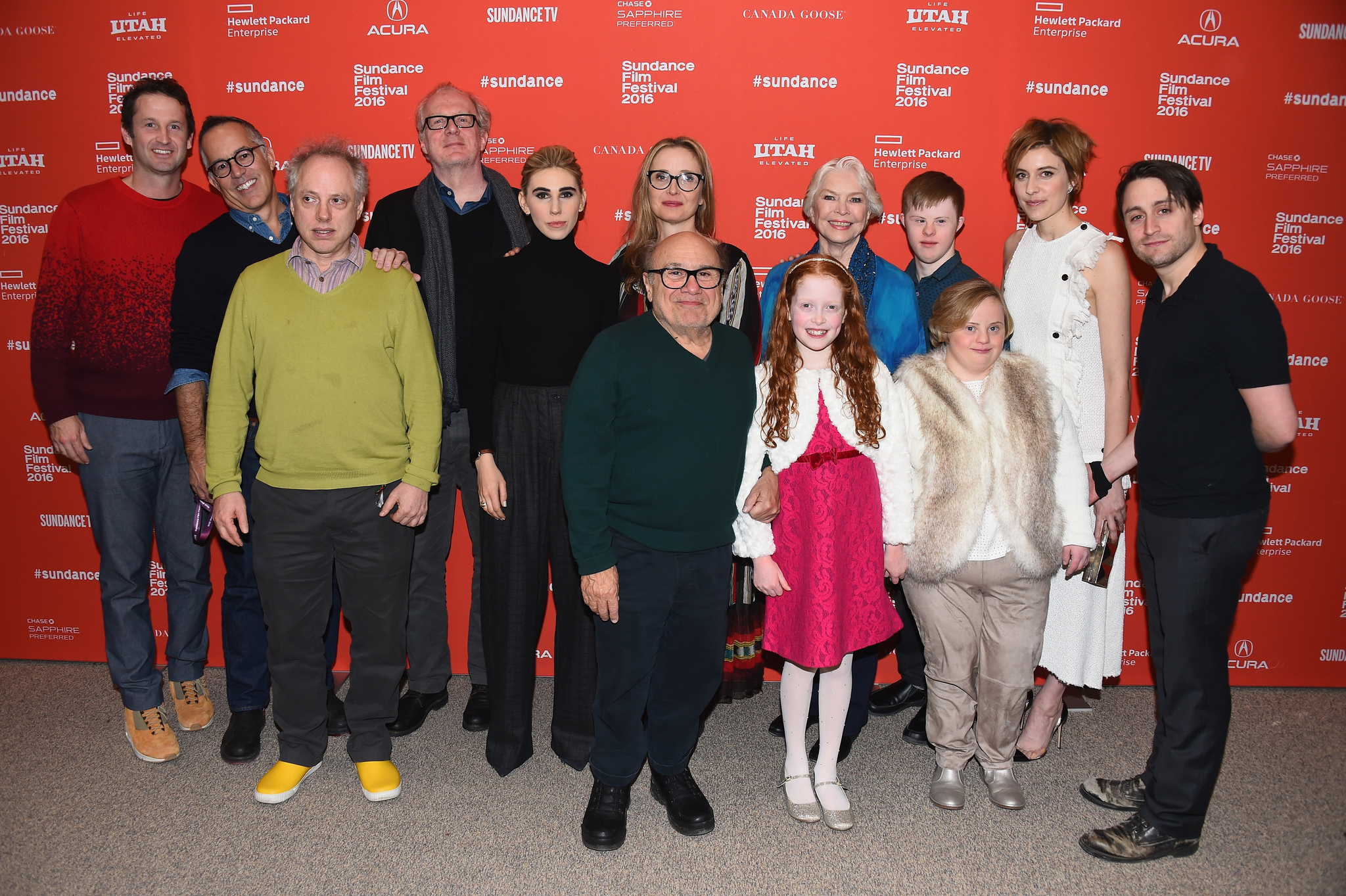 Danny DeVito, Julie Delpy, Ellen Burstyn, Kieran Culkin, Todd Solondz, Trevor Groth, Nicholas Hunt, Tracy Letts, Zosia Mamet, Greta Gerwig, John Cooper, Connor Long, Bridget Brown and Melo Ludwig at event of Wiener-Dog (2016)