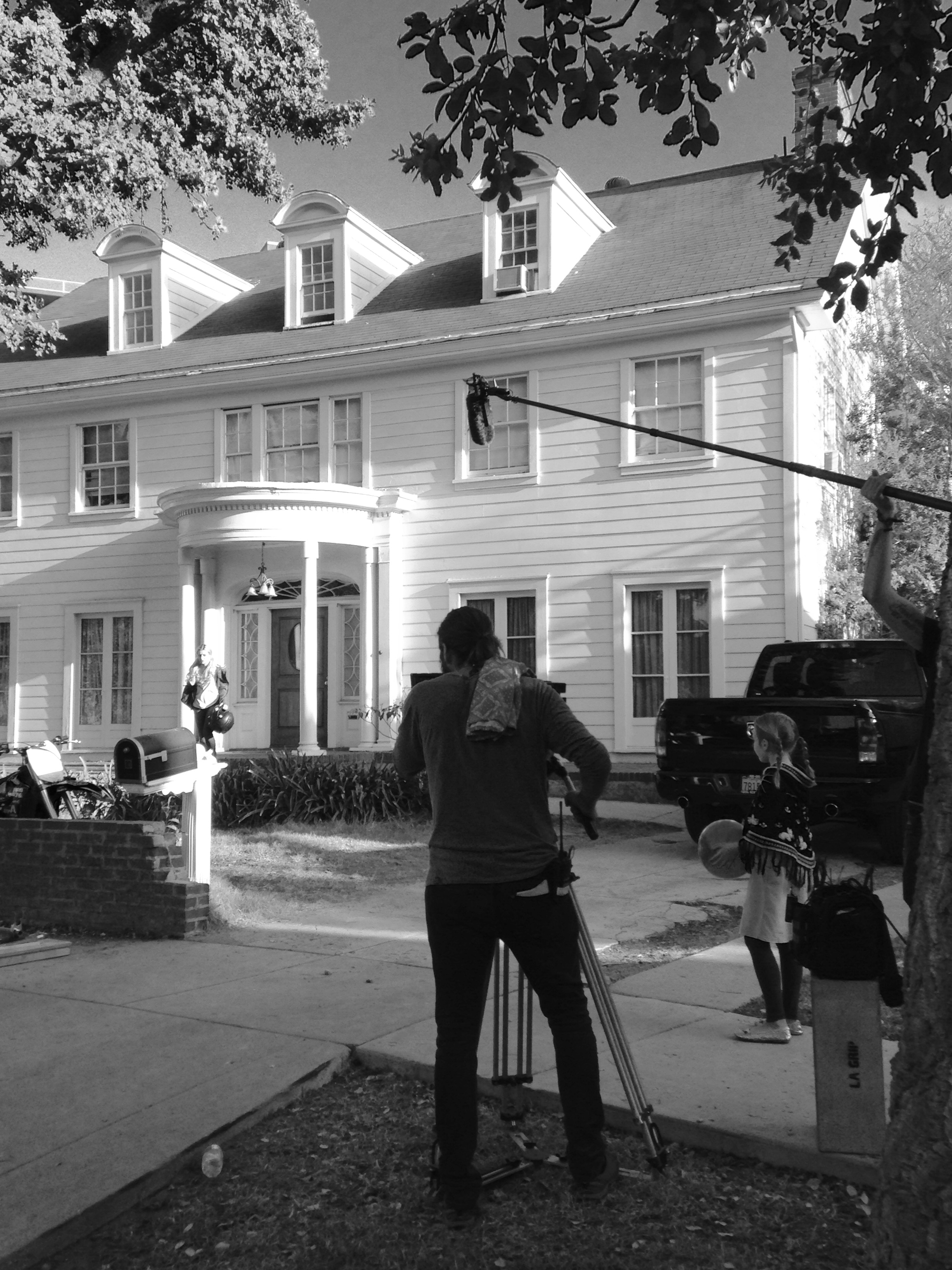 Behind the scenes of Amityville Terror with Julia Rae as Penny and Nicole Tompkins as Hailey.