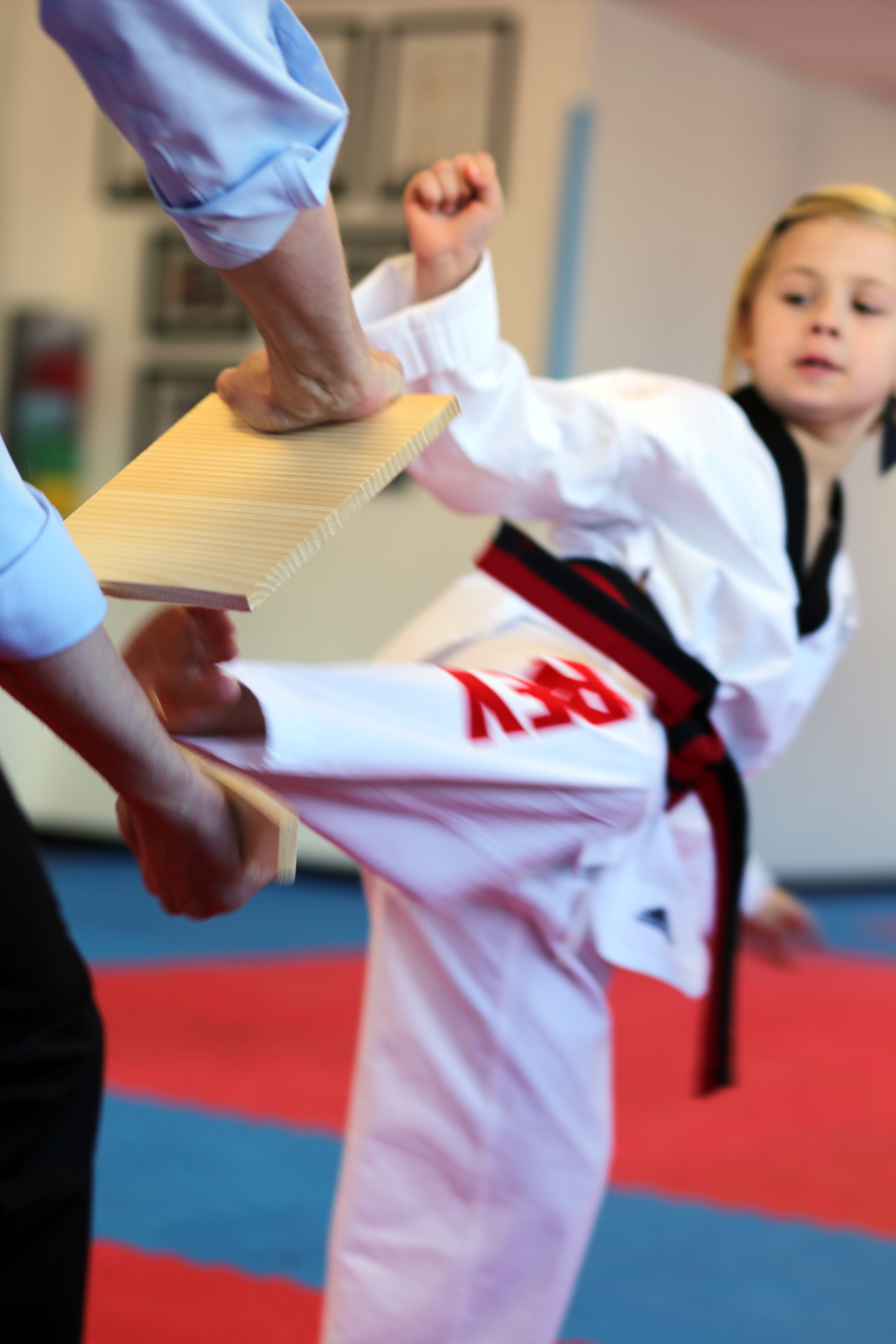Aubrey Fitzgerald testing for her black belt in taekwondo