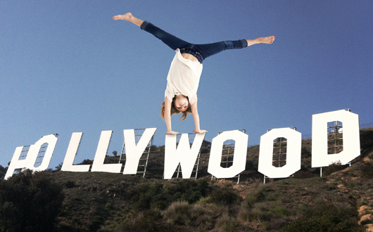 Just Julia Rae doing a cartwheel over the Hollywood sign. No big deal.