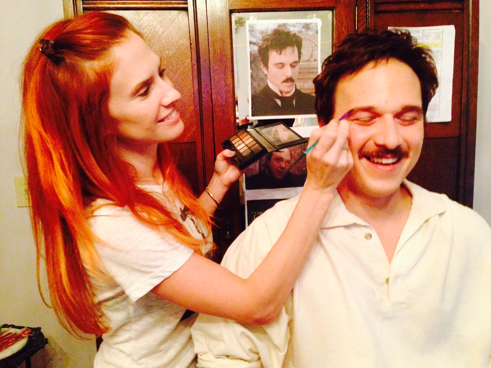 Turning actor Paul McClain into Edgar Allen Poe for made for tv movie, Poes Mystery Theatre. Hair by Katie Ballard.