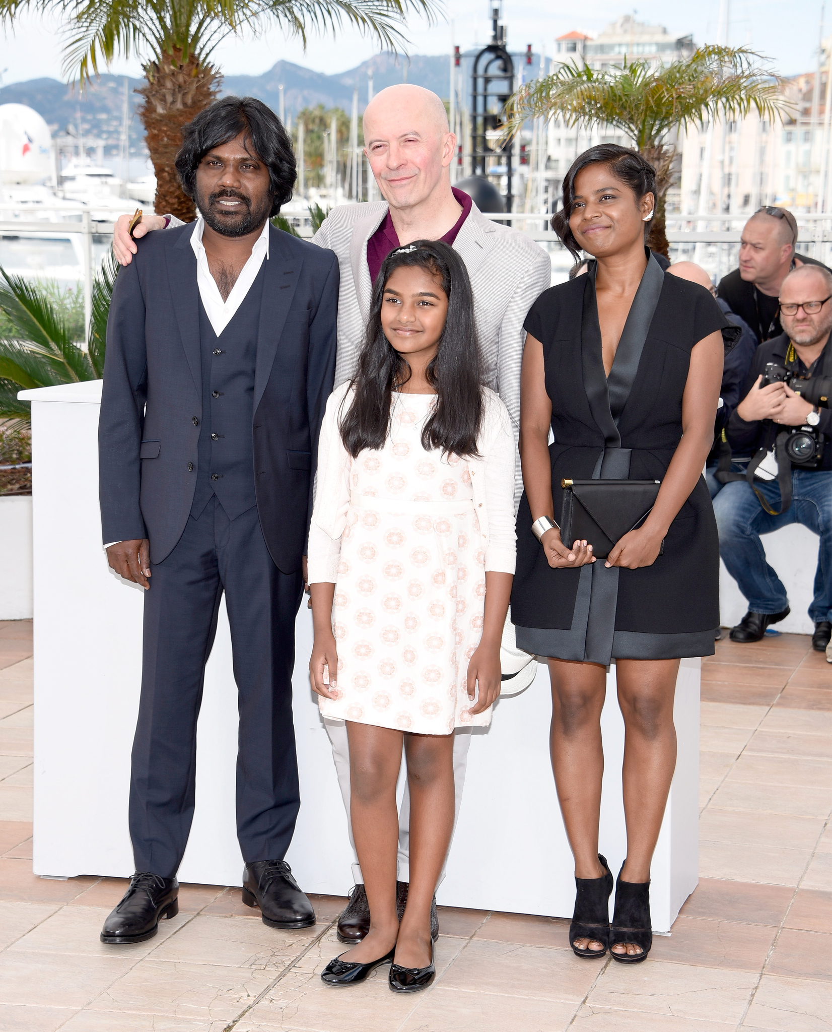 Jacques Audiard, Jesuthasan Antonythasan, Kalieaswari Srinivasan and Claudine Vinasithamby at event of Dheepan (2015)