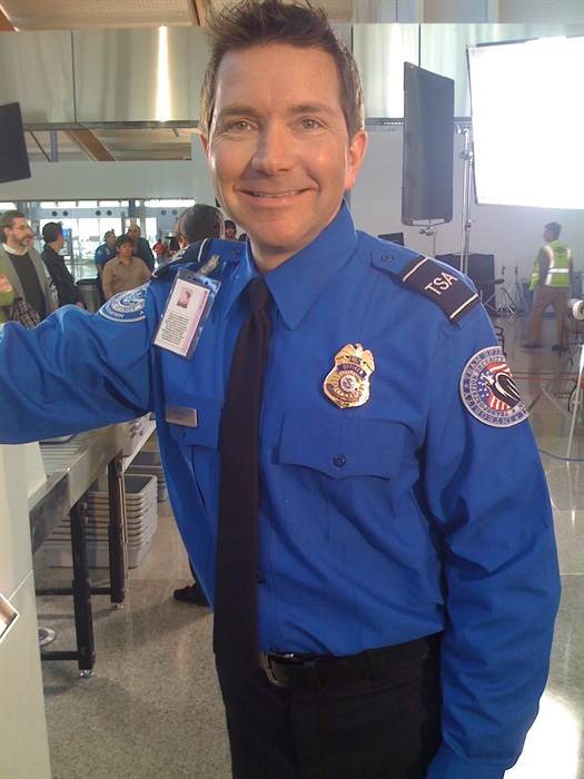 David Schifter as TSA Officer Robinson in Homeland Security Training module.