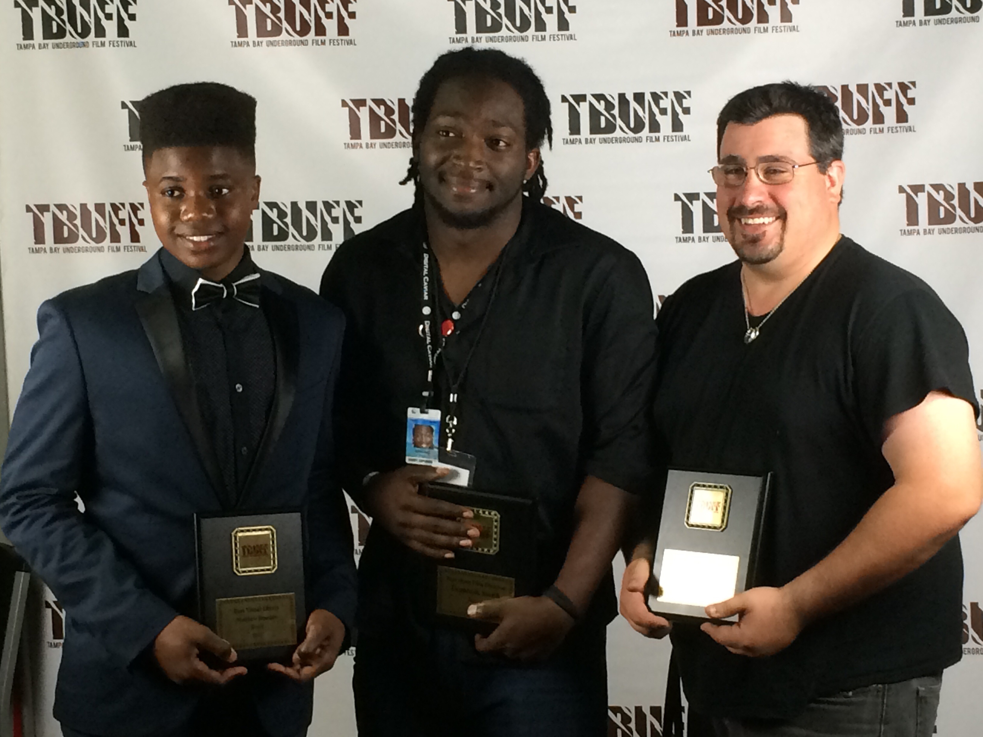 The Director, Domonic Smith, Cinematographer, Scott Sullivan, and yours truly at the TBUFF awards show. RESET won 4 awards. Best Visual Effects, Best Short Director, Best Florida Short Film, and Audience Choice Short Film!!