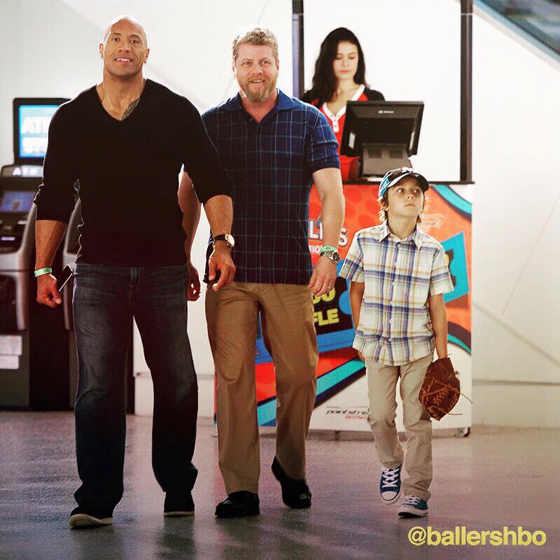 Dwayne Johnson, Michael Cudlitz, and Ryan Lopez, Episode 109 Ballers