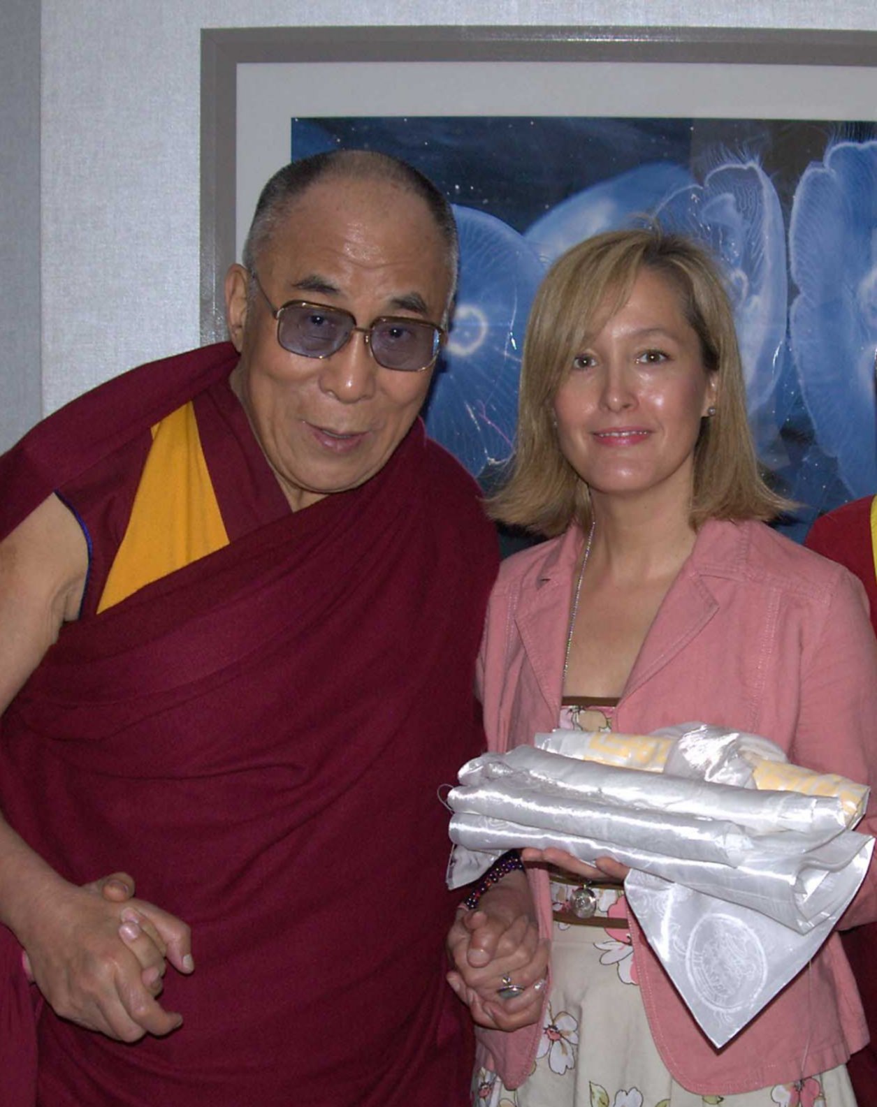 Actress Cali T. Rossen with His Holiness the Dalai Lama on Earth Day 2012.