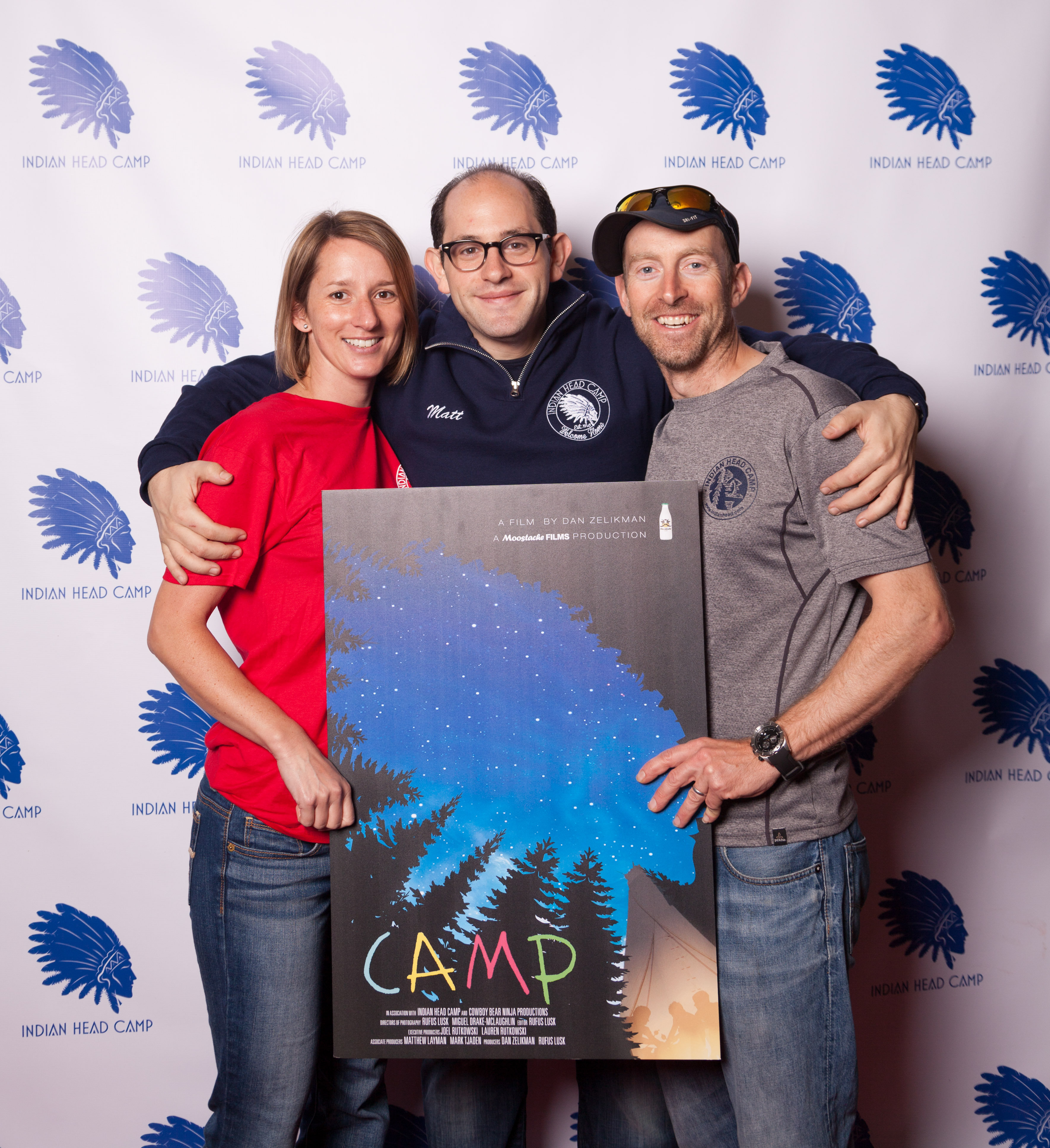 Producers Matthew Layman and Mark Tjaden with Suzi Tjaden at the premier of Camp at the Tarrytown Music Hall in New York.