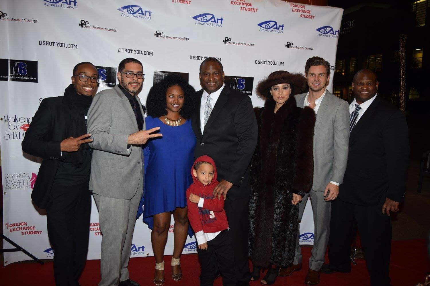 Qasim Barnes, Christopher Rojas, Ms. Tonyai Palmer, Jonathan Milton, Ms. Mary Michelle, Donny Boaz and Justin Milton (Jonathan's son in hoodie) The Foreign Exchange Student Premier 12/3/15 River Oaks Theatre #AMiltonBrothersProduction