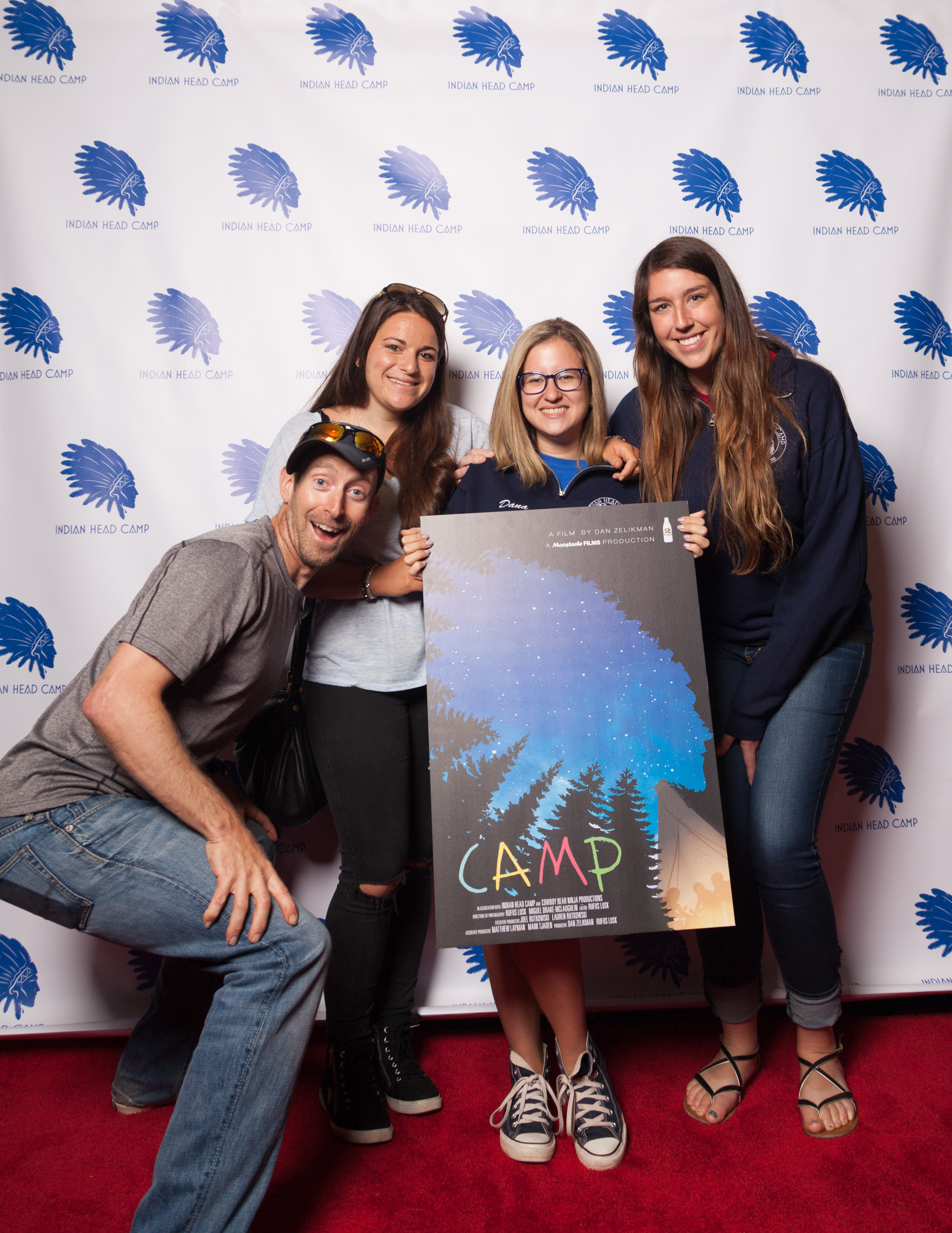 Producer Mark Tjaden with Dani Cohen, Dana Putterman, and Jessica Knysz at the premier of Camp at the Tarrytown Music Hall in New York.