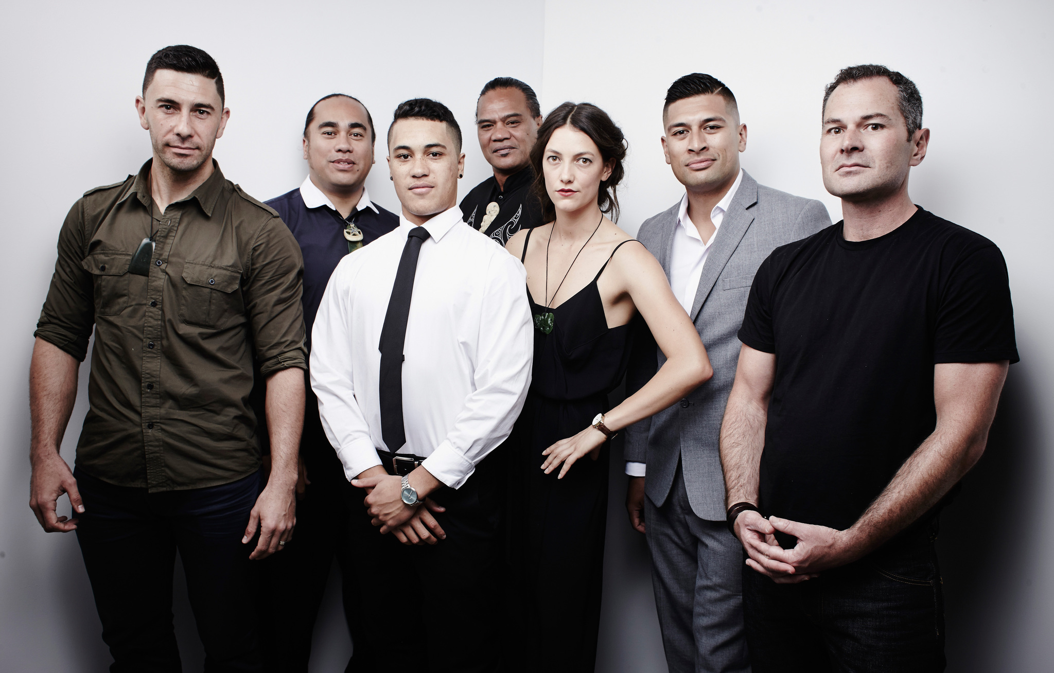 Lawrence Makoare, Toa Fraser, Xavier Horan, James Rolleston, Te Kohe Tuhaka and Raukura Turei at event of The Dead Lands (2014)