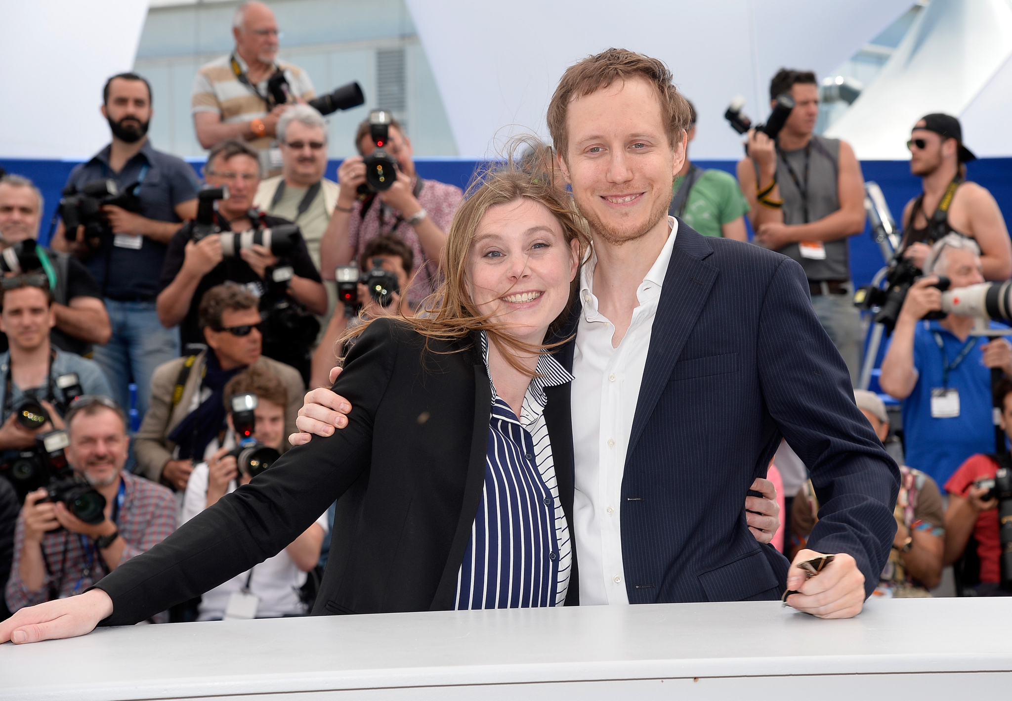 László Nemes and Clara Royer at event of Saul fia (2015)