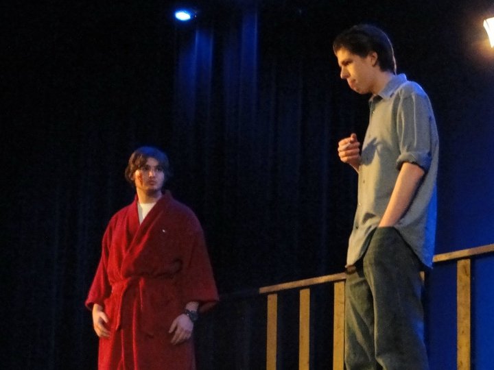 Aidan Roth(right) as The Man with Austin McDaniel(left) in Susquehanna Township Drama Club's production of, 