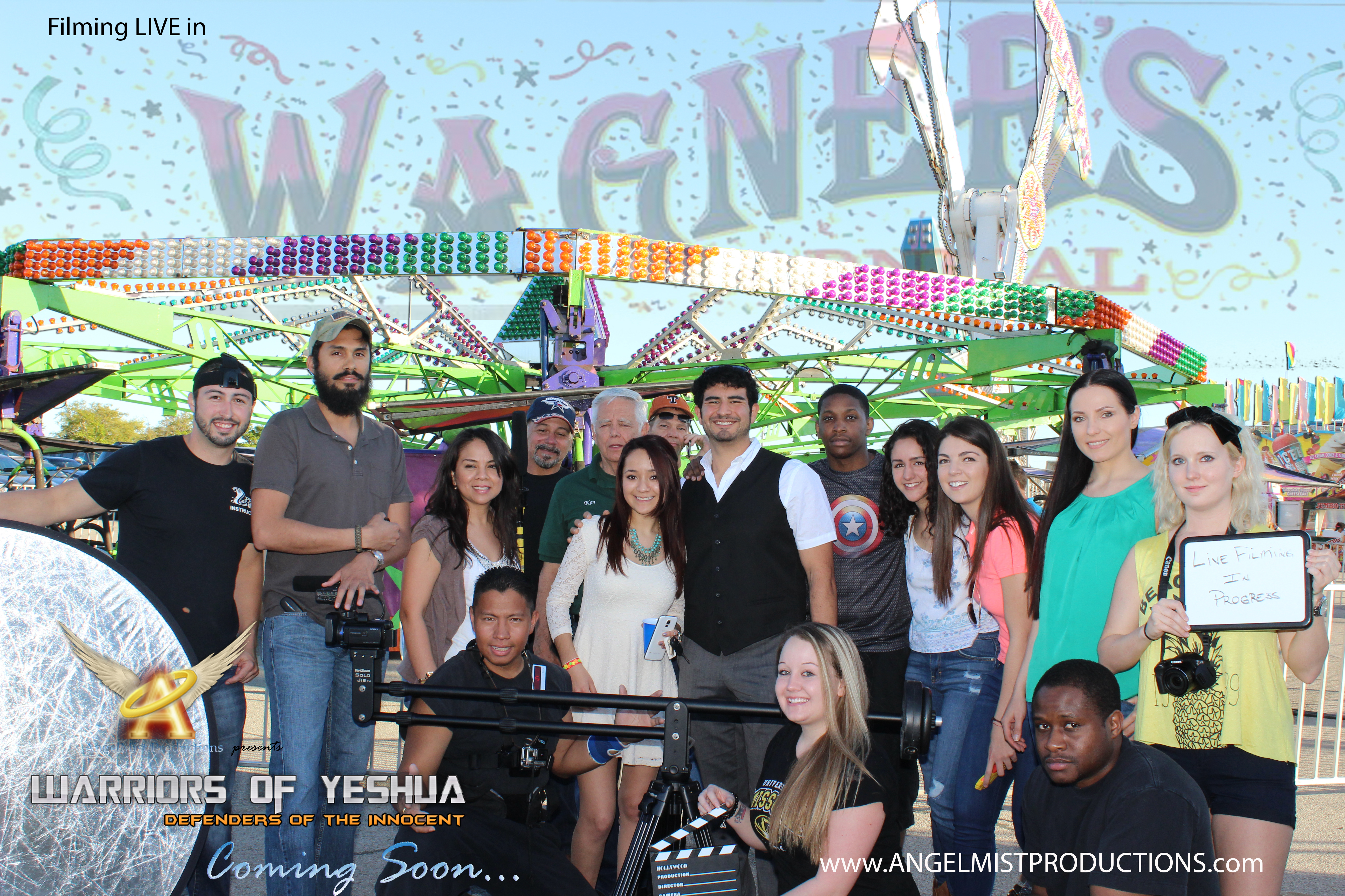 on the set of WARRIORS of YESHUA Carnival Scene Production crew San Antonio, Tx