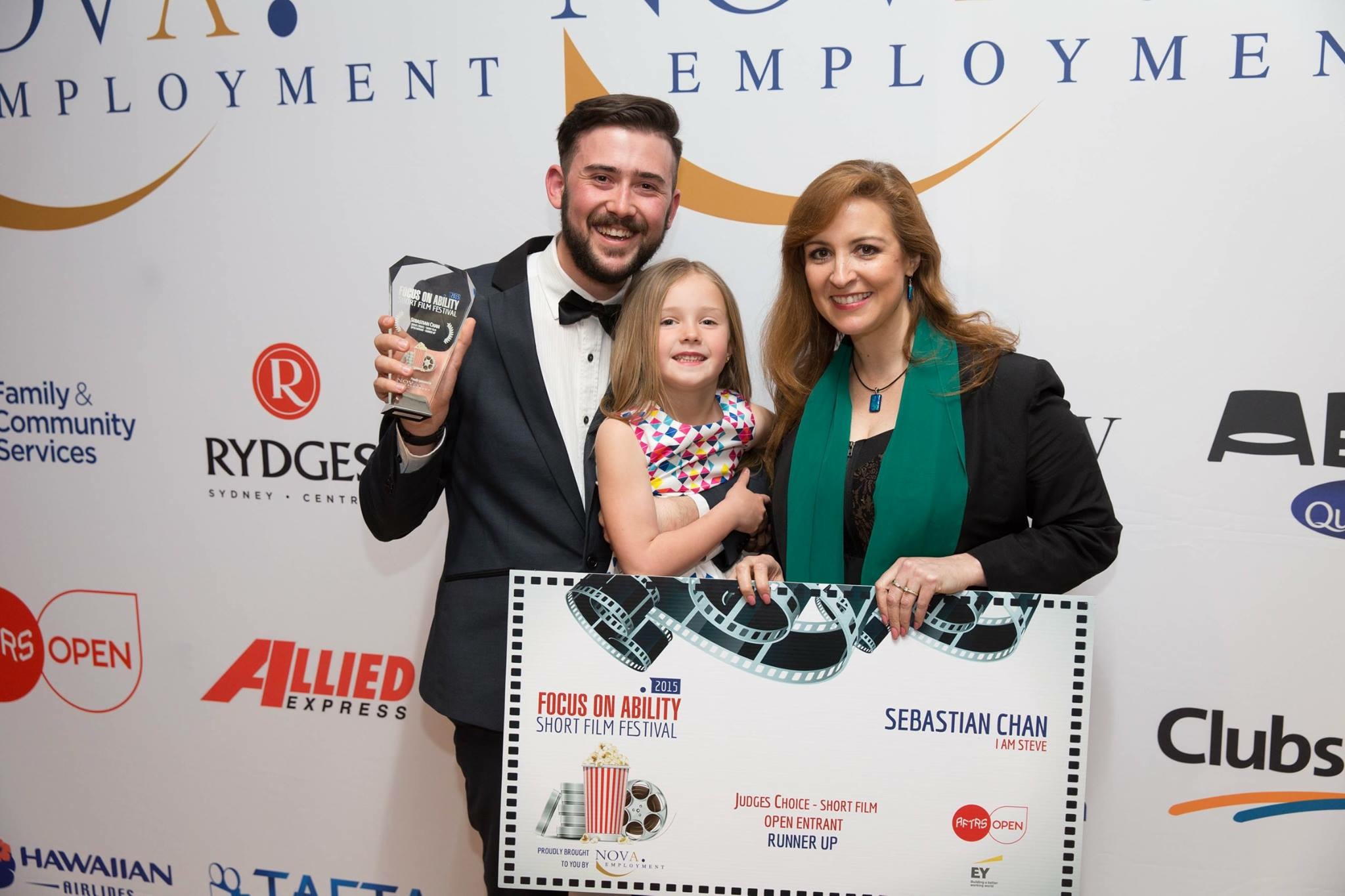 Judge's Choice Runner Up - 2015 FOA Festival Red Carpet Film Awards. Janelle with fellow actor, Ava Chalk and Director, Murray Enders.