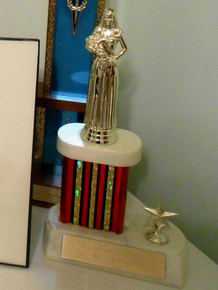 Trophy received from the Ms. American Petite Beauty Pageant -- Finalist for the State of Indiana and winner for most contributions to the program guide.