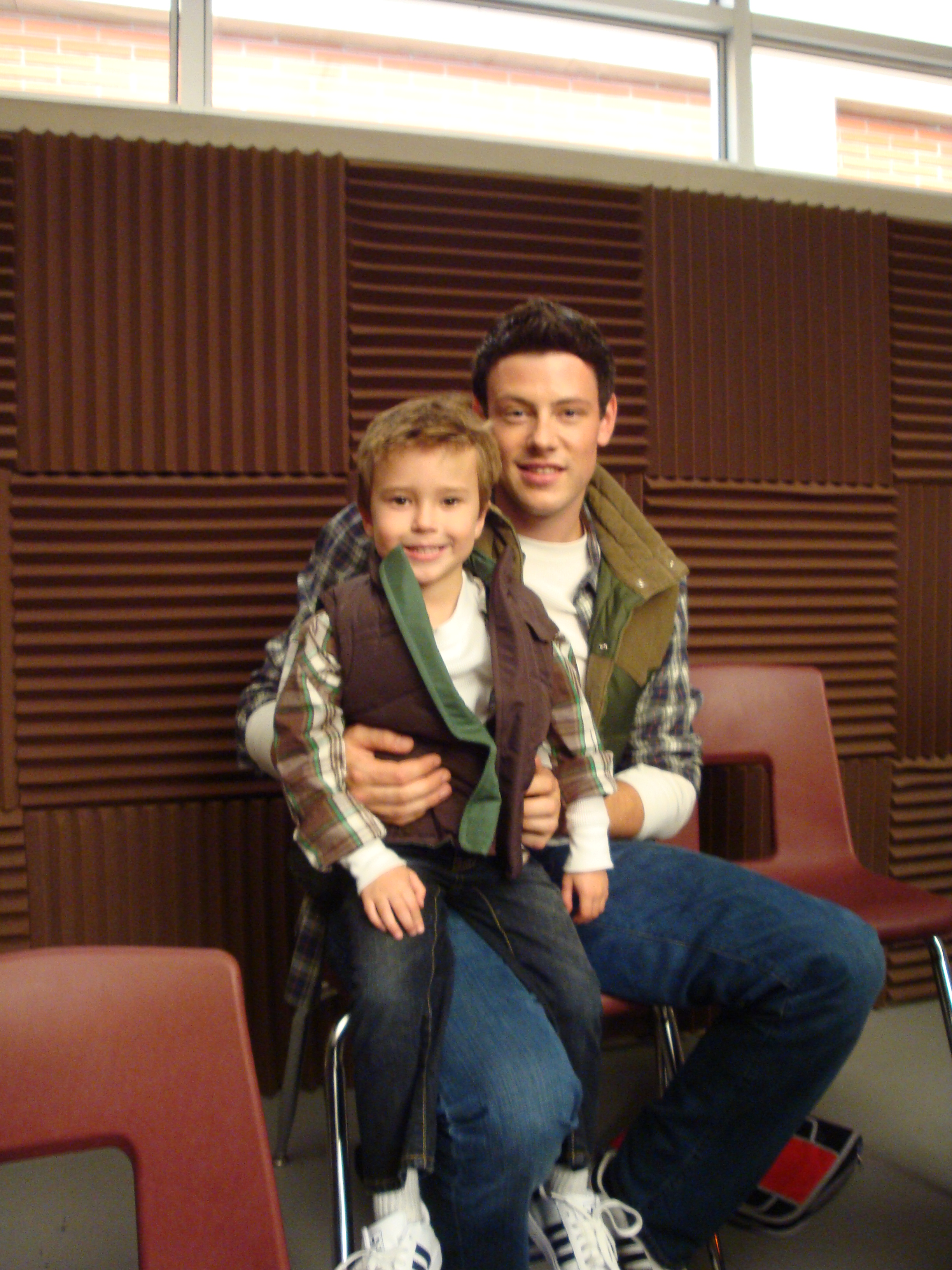 With Cory Monteith on the set of Glee