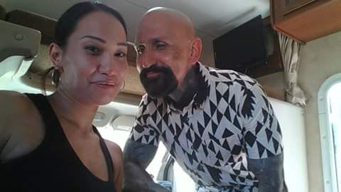 Louise Conley and Robert Lasardo during the filming of Calico Skies