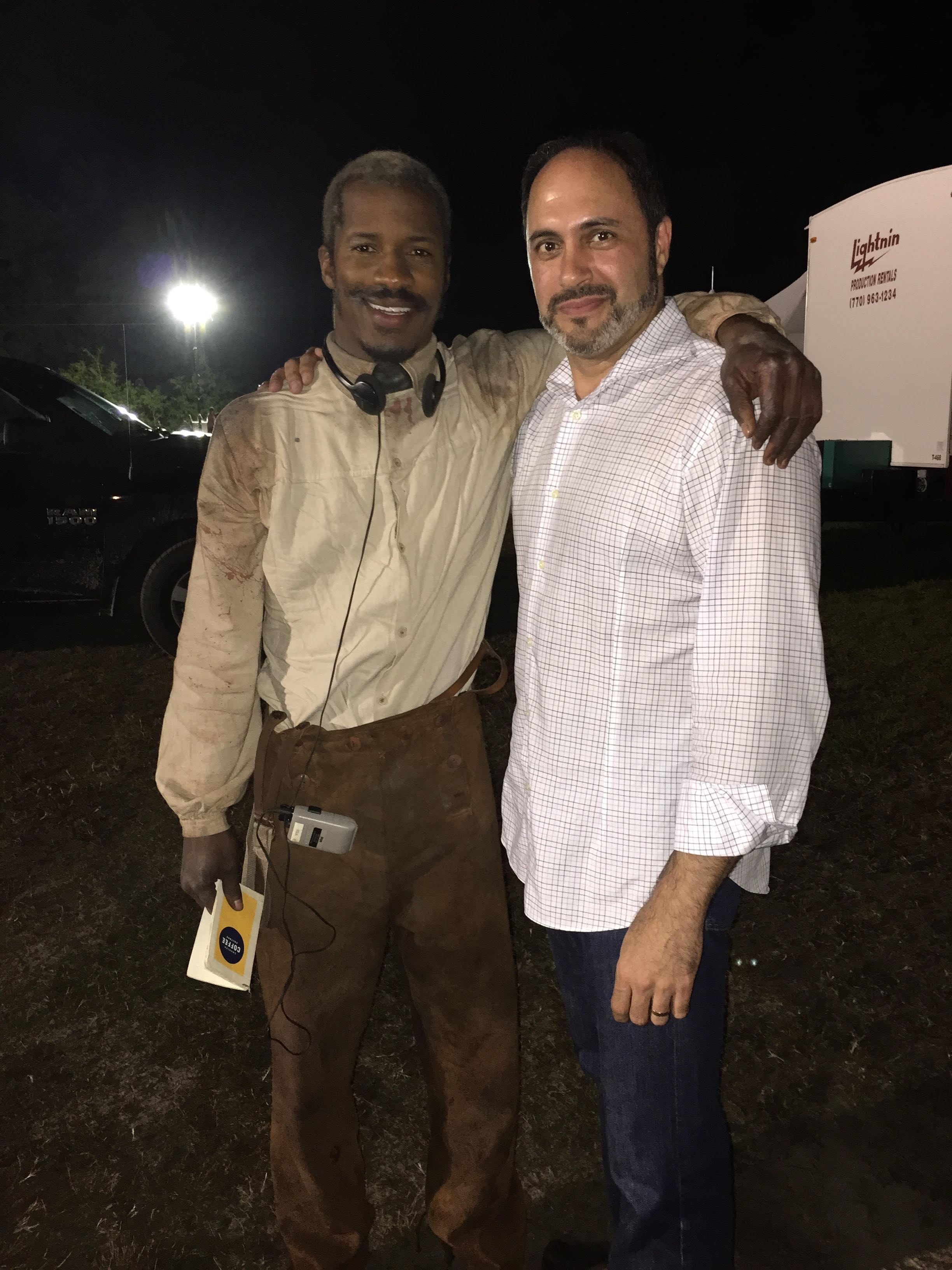 Writer, director & actor Nate Parker with Dr. Armin Tehrany on the set of 