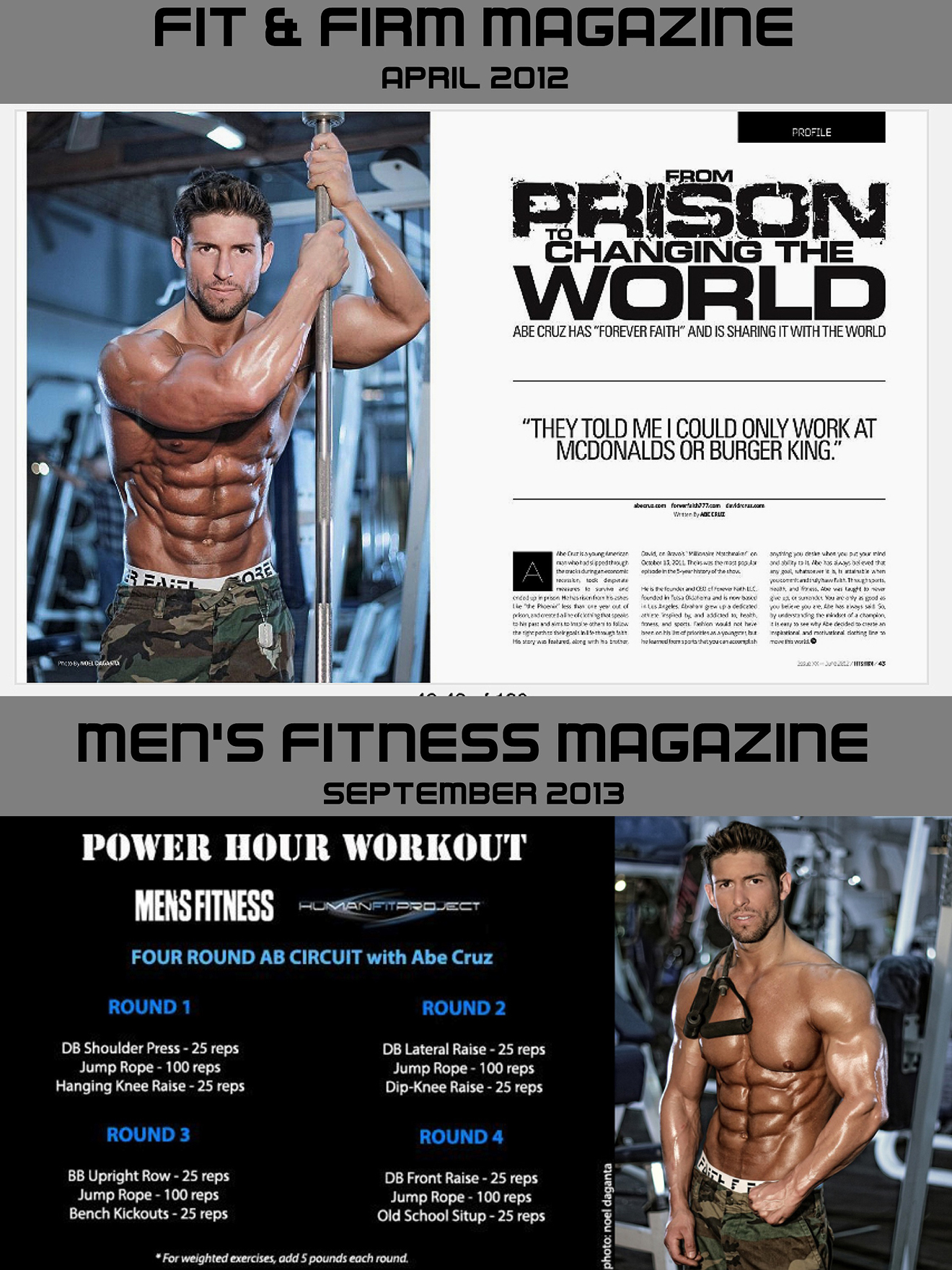 Abe Cruz in Men's Fitness and Fit & Firm magazines