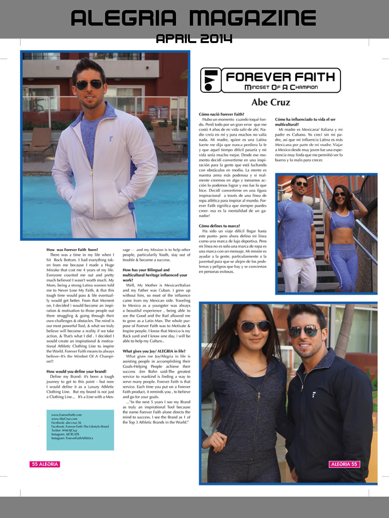 Abe Cruz in Alegria Magazine, April 2014