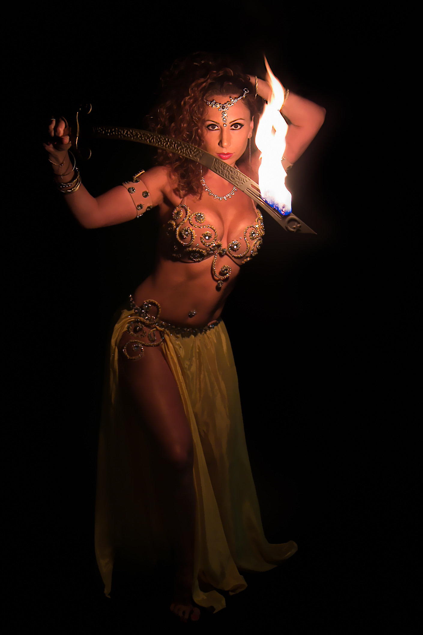 Bellydancing with the fire sword