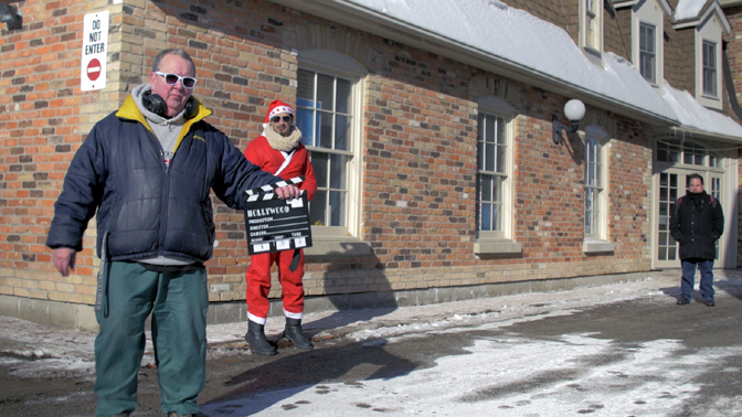 Doing slate for Christmas Is Believing. Aparajit Bhattacharjee (Street Santa), Jonathan Garcia (pedestrian).