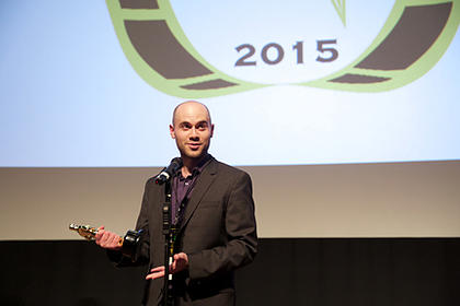 Accepting an award at 2015 NoVA Film Festival