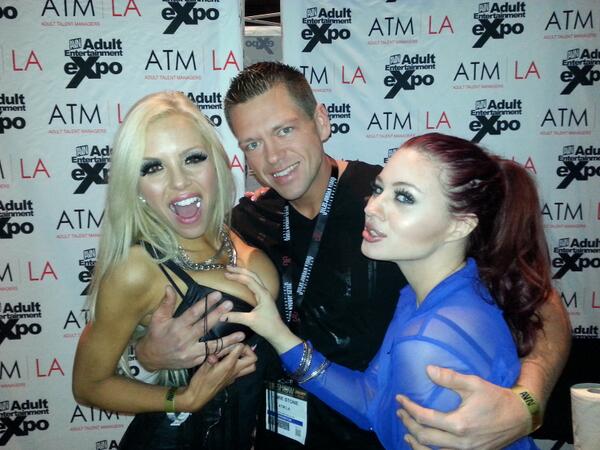 Nina Elle, Jamie Stone and Jessica Ryan representing their agency's booth at the AVN 2014 Expo.