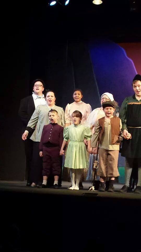 (left) Playing BANKER PINCHPENNY in THE PIED PIPER, a Music Box original children's play, in 2014.