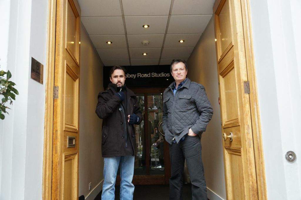 Danny Jackson with Andrew Crook at Abbey road studios for a mastering session by Frank Arkwright, for the new Vali ohm album.