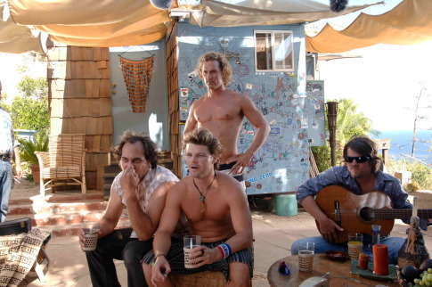 Still of Matthew McConaughey, Zachary Knighton, Nathan Phillips and Todd Stashwick in Surfer, Dude (2008)