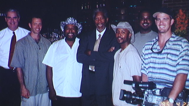 Alfonso Curry, The Blues Music Interview L to R [Bill Luckett, Scott Jennison, Super Chikin, Morgan Freeman, Alfonso Curry, Gerald Henderson, Pappy Napp]