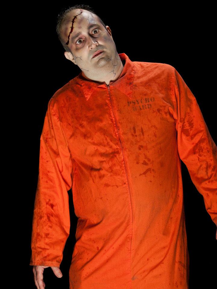 I was portraying a psycho ward patient at Six Flags Fright Fest.