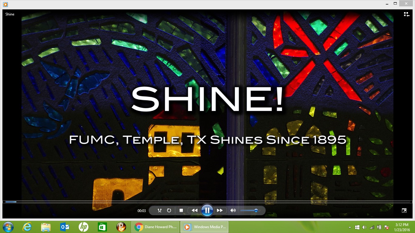 Title photos and page for trailer and documentary- Shine! FUMC, Temple, TX Since 1895