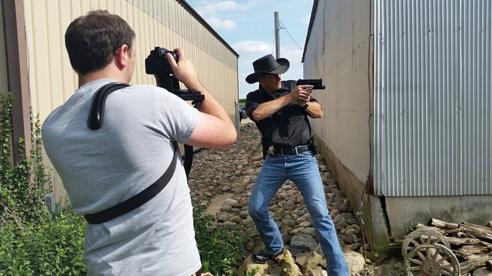 Behind the scenes shot, Sheriff Russo, from the feature film 