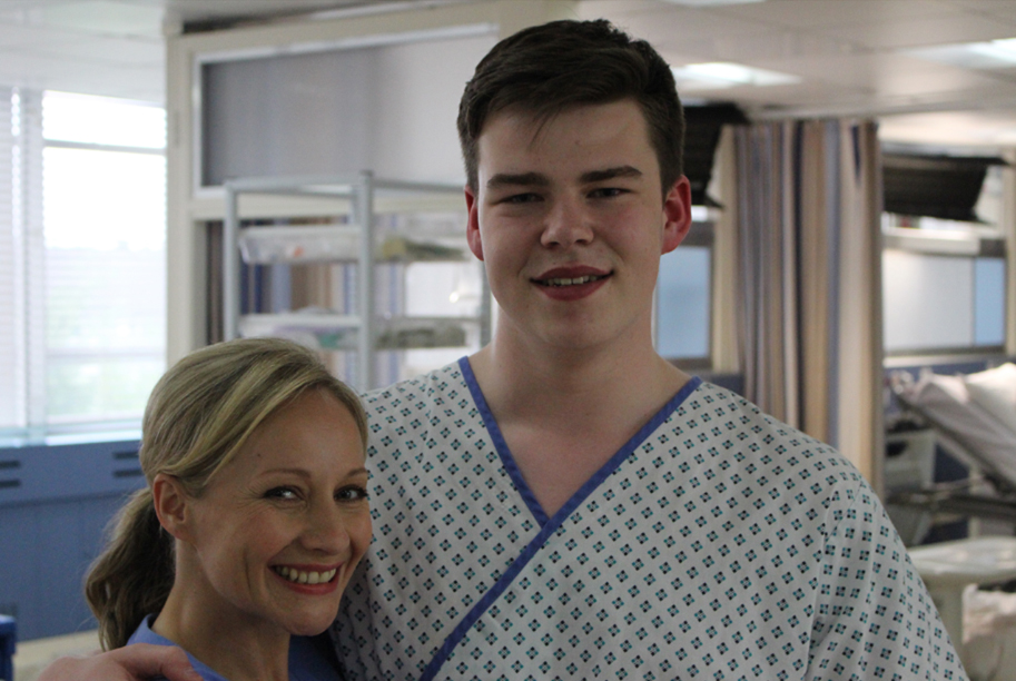 Max J Green and Kaye Wraggs on Set of Holby City.