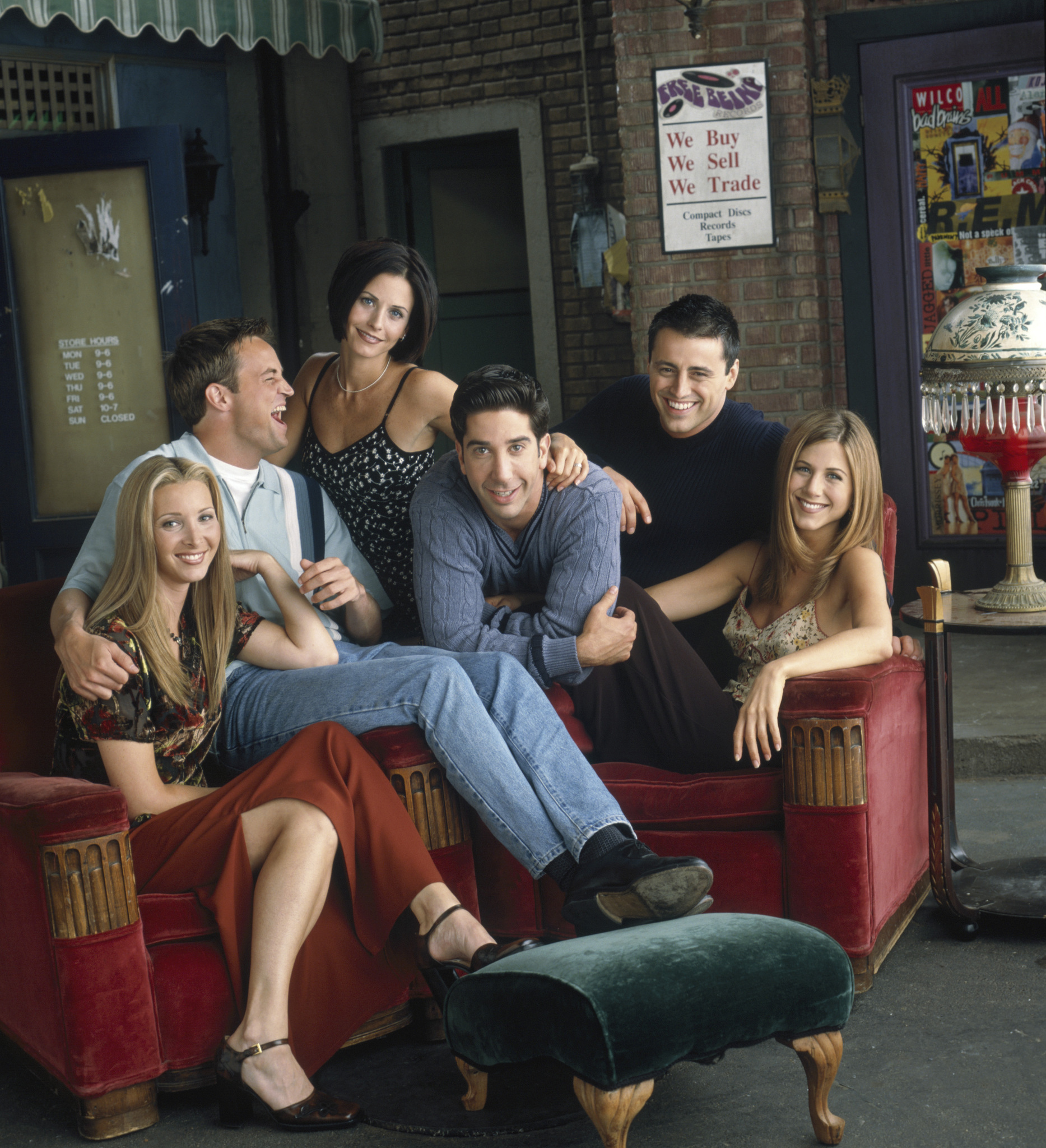 Still of Jennifer Aniston, Courteney Cox, Lisa Kudrow, Matt LeBlanc, Matthew Perry and David Schwimmer in Draugai (1994)