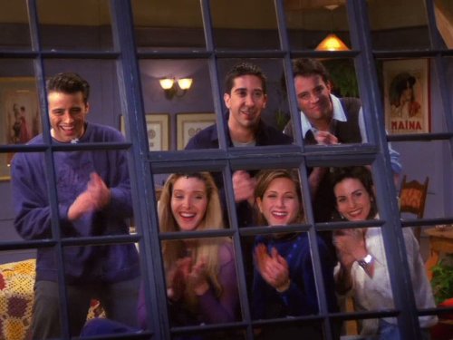 Still of Jennifer Aniston, Courteney Cox, Lisa Kudrow, Matt LeBlanc, Matthew Perry and David Schwimmer in Draugai (1994)